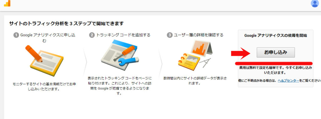 グーグルアナリティクス申込み